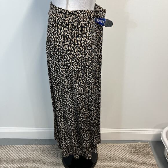 Coldwater Creek Womens Skirt Small Black Brown Slinky Stretch Long Modest A Line - Picture 6 of 8